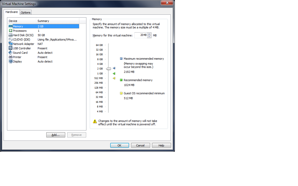 Changing the memory allocation